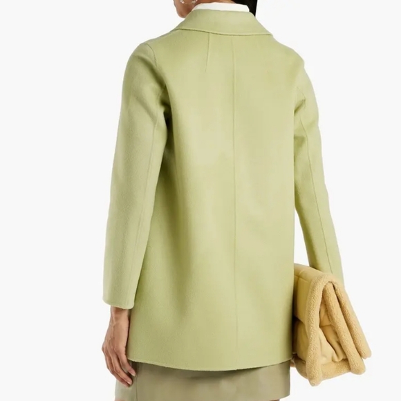 THEORY Clairene Women's Jacket Coat Sz PETITE Pale Lime WOOL + CASHMERE - Picture 2 of 7